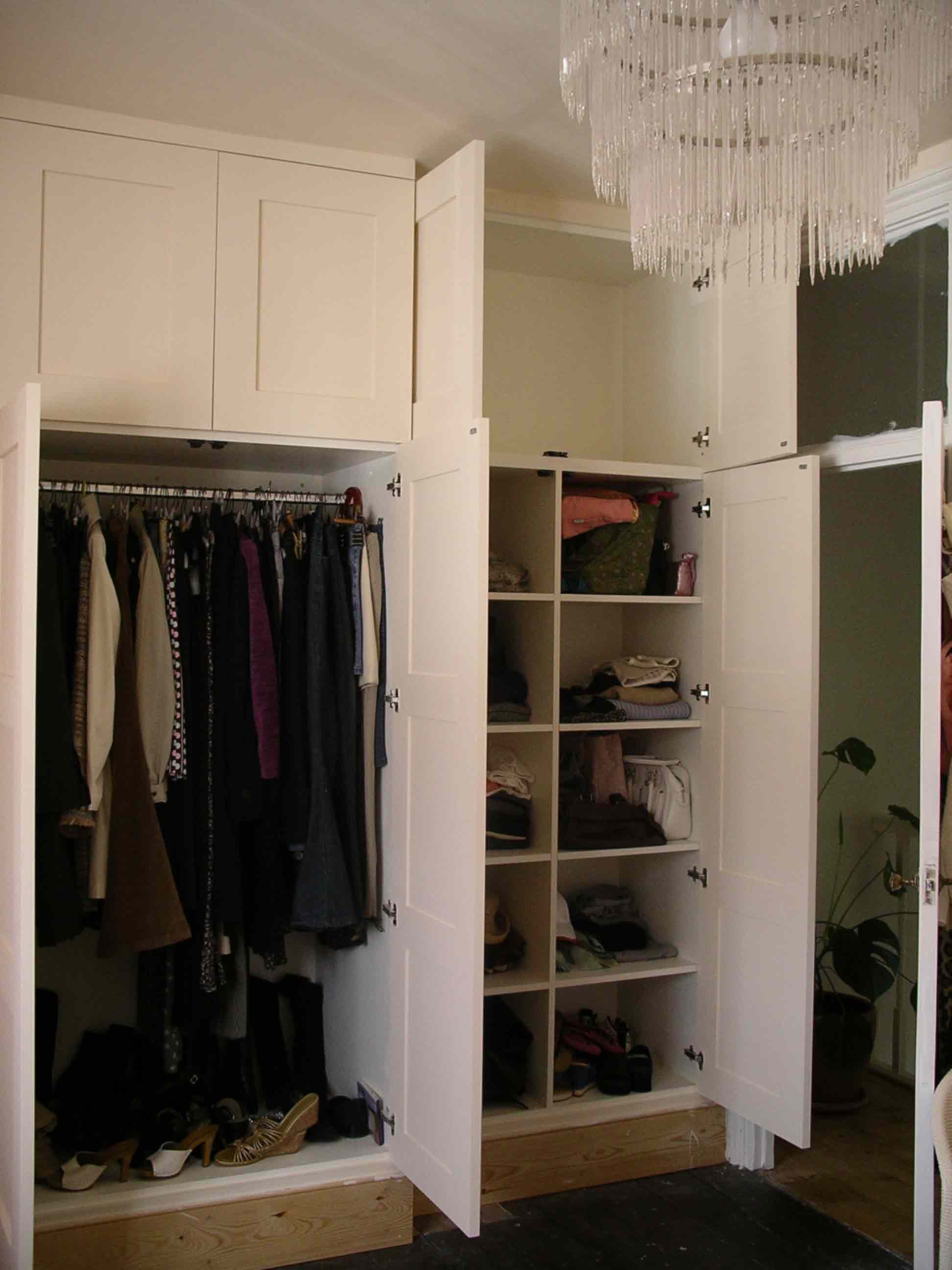 interior of panelled wardrobe