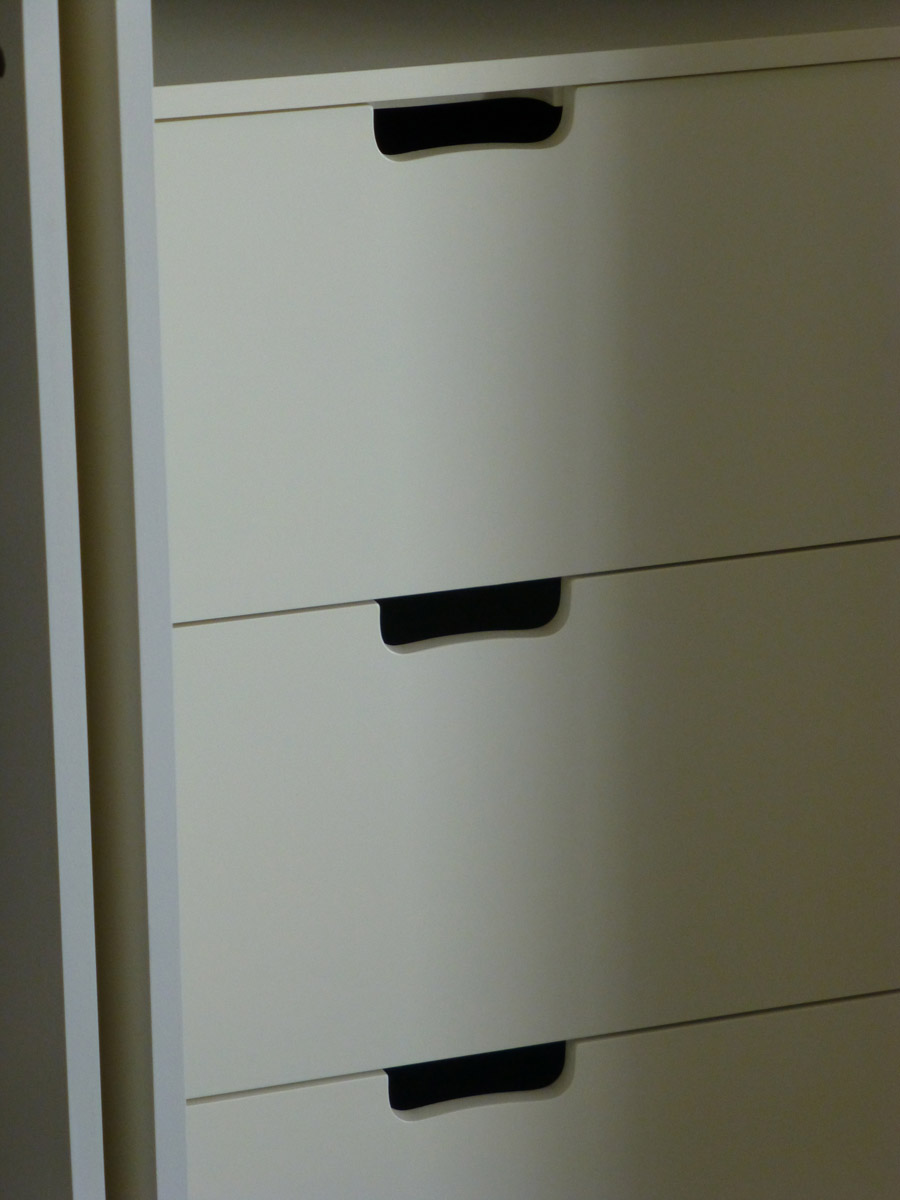 handmade drawers with cut-out handle design