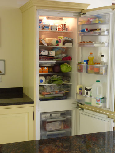 custom designed cabinet for integrated fridge