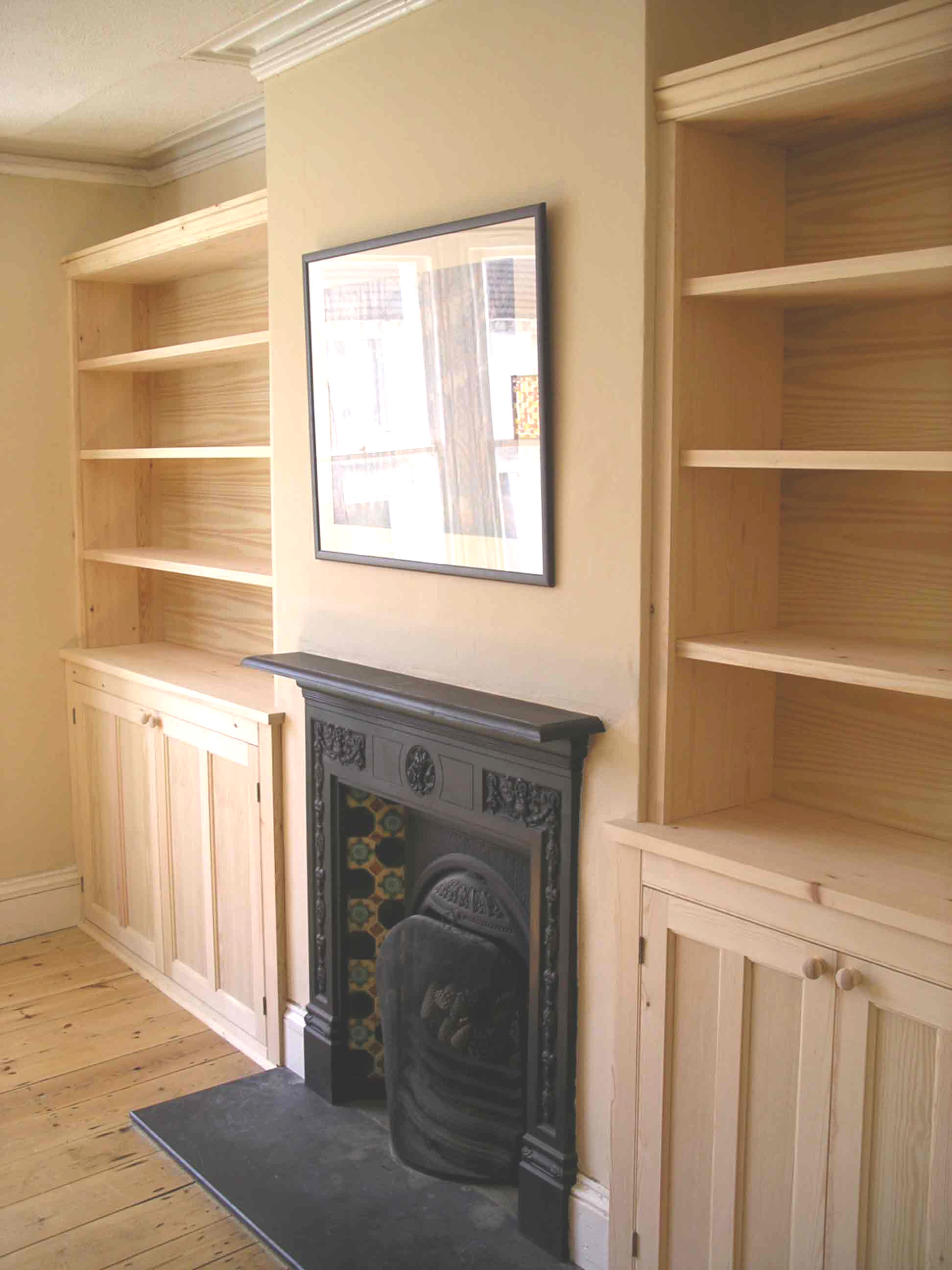 Victorian style cupboards bespoke made in alcoves