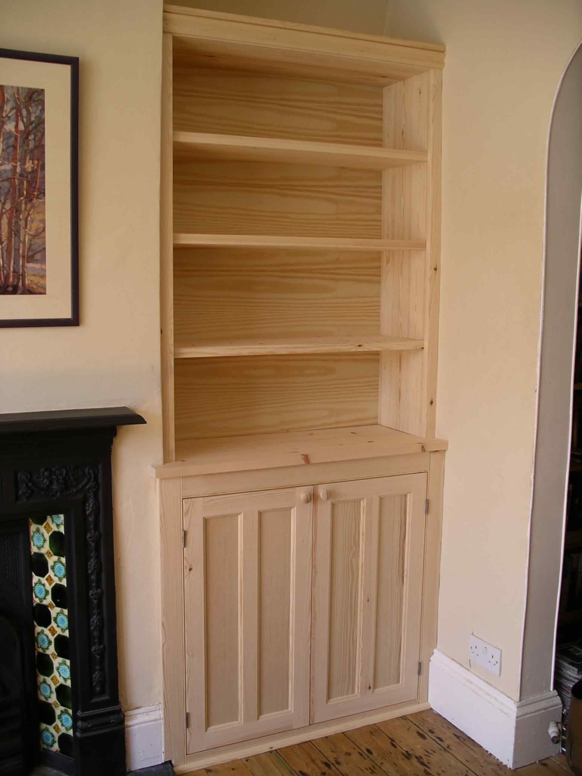 period style alcove cabinet in solid softwood