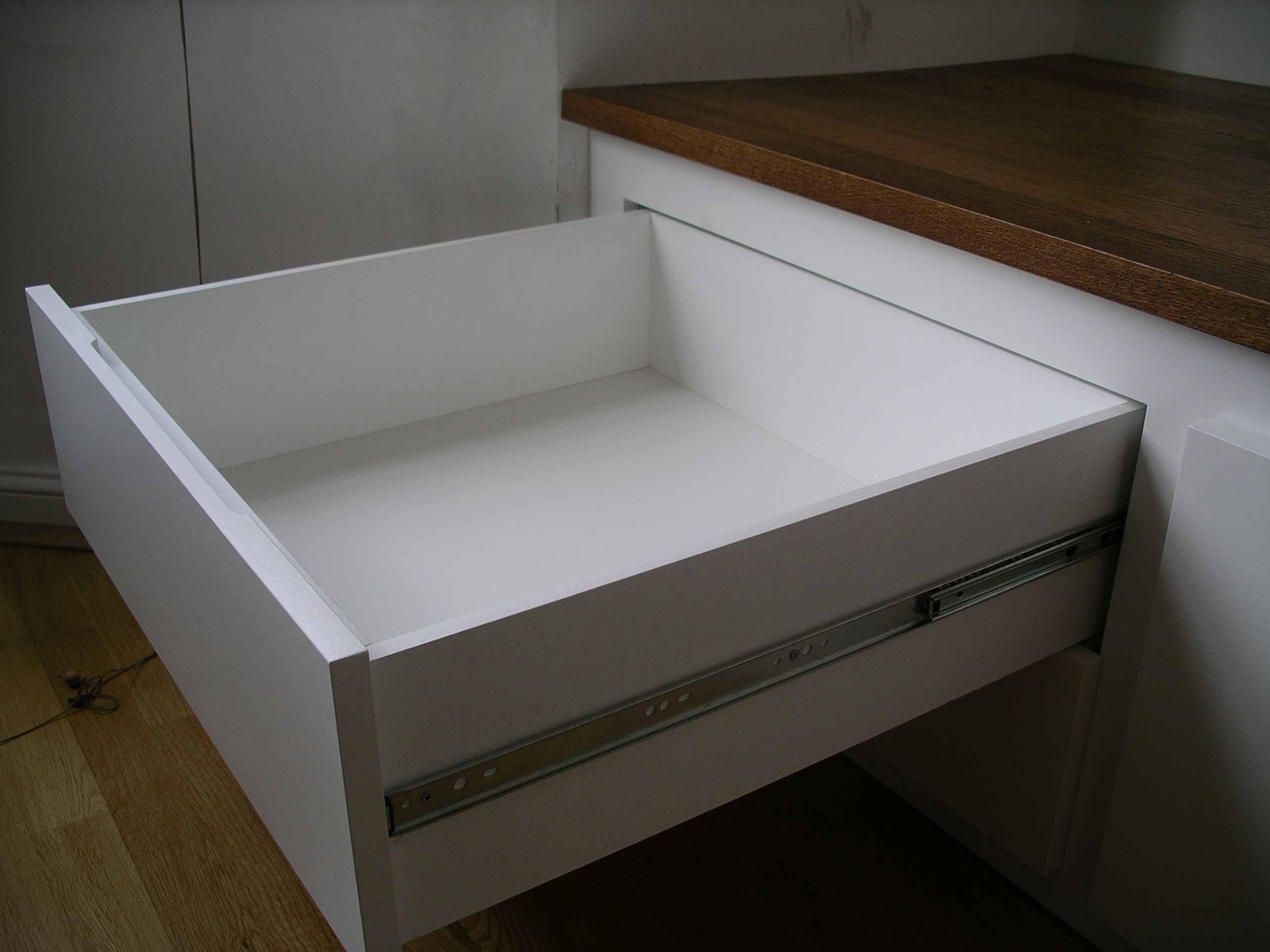 fukk extension drawer on handmade cabinet