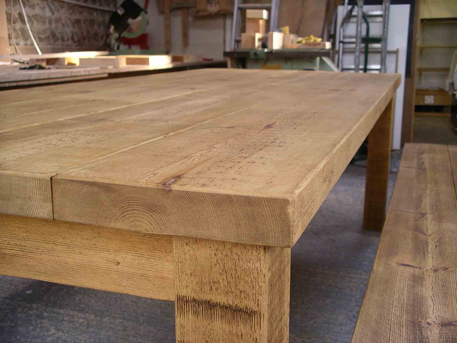 rustic plank table with wax finish