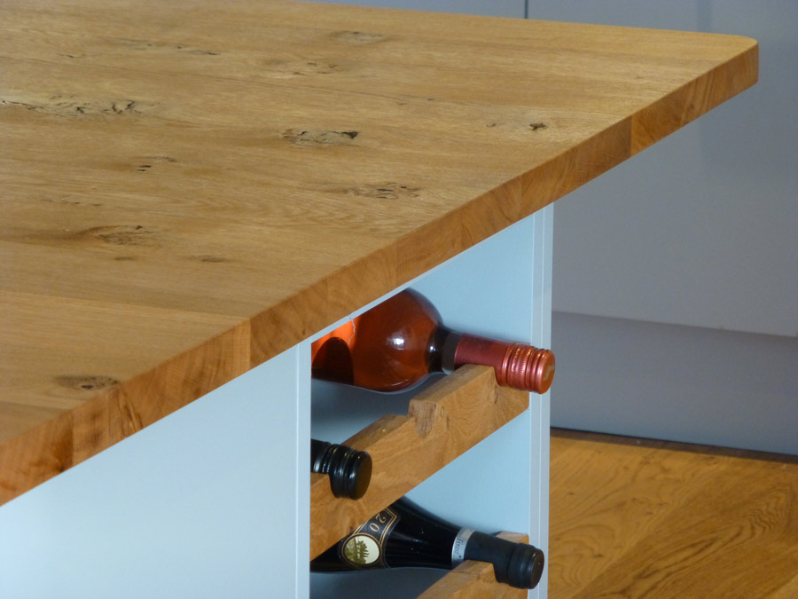 wine rack in custom designed kitchen