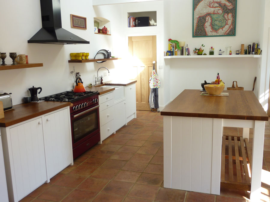 hand-painted tongue and groove traditional kitchen