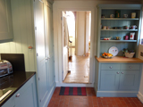 handmade painted kitchen in Farow & Ball blue-gray