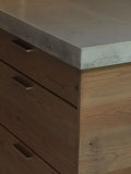 weathered wood and concrete kitchen