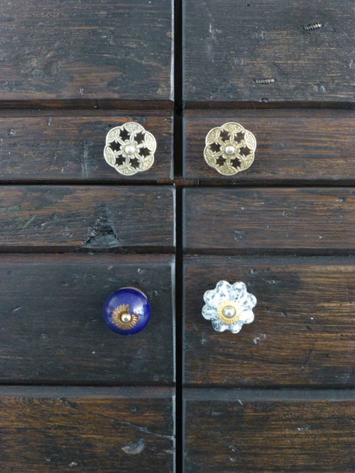 junk shop knobs on custom made plank kitchen