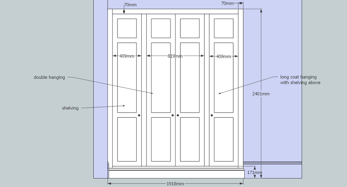 Custom made fitted cupboard 3D design drawing