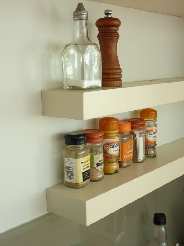 custom made kitchen spice shelf