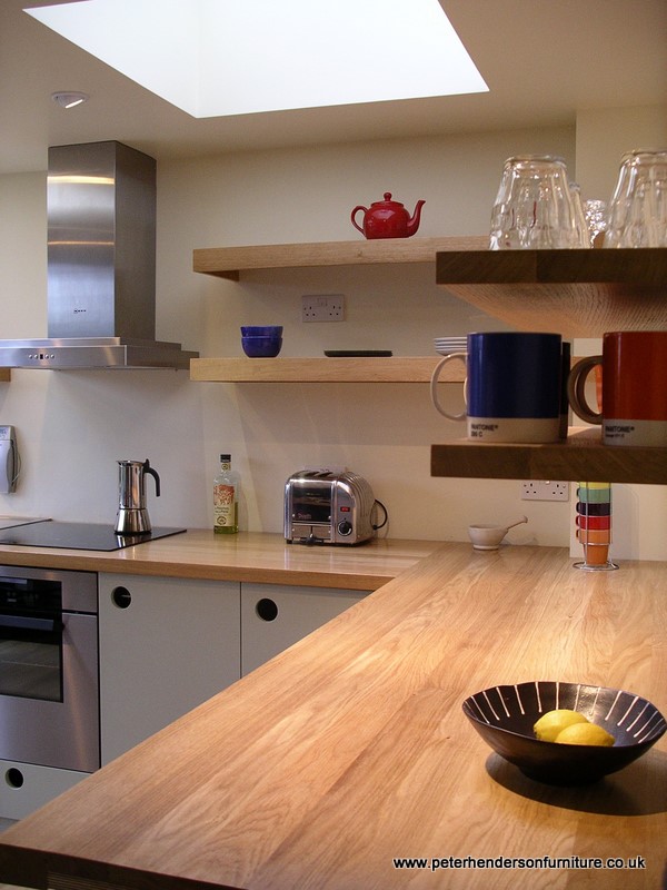 handmade kitchen worktop using full length planks