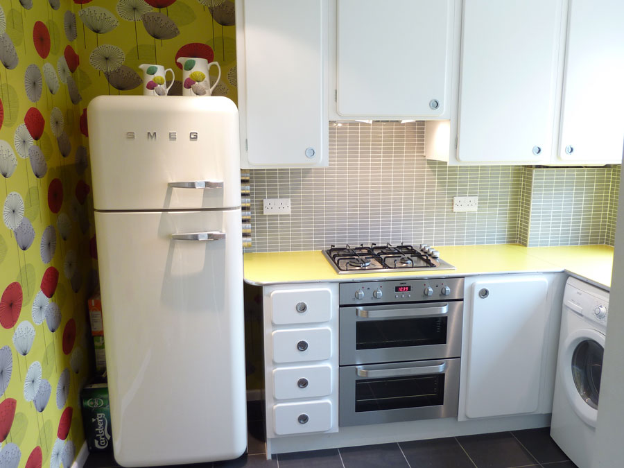 50's kitchen with Smeg fridge