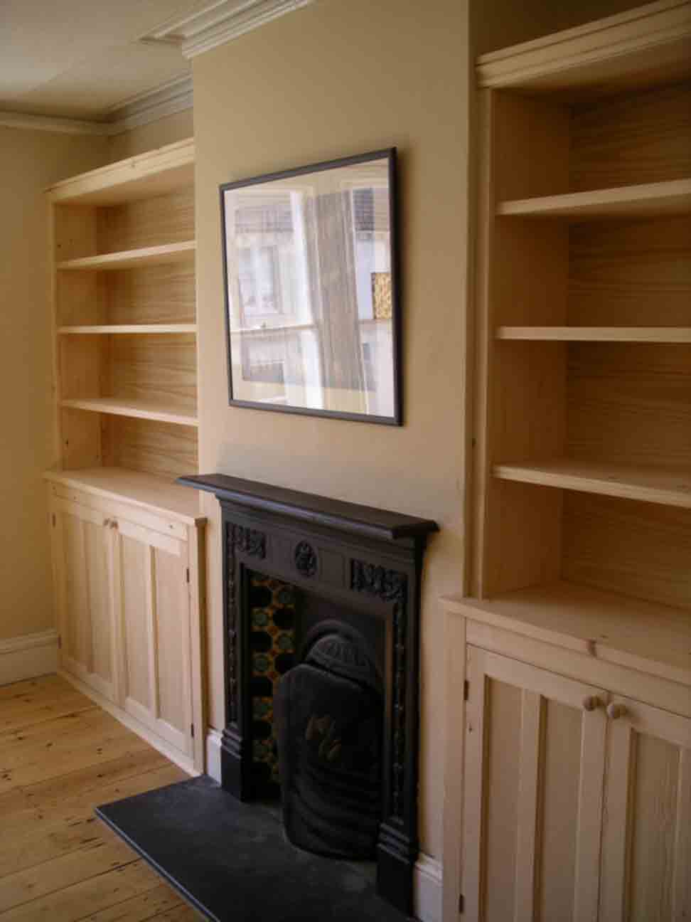 bespoke fitted alcove cupboards in pine